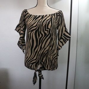 Sweet Claire Off The Shoulder Zebra Print Top